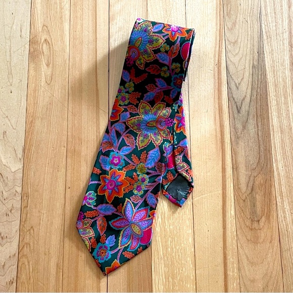 Kenzo Colorful Floral Print Silk Tie - Picture 5 of 16